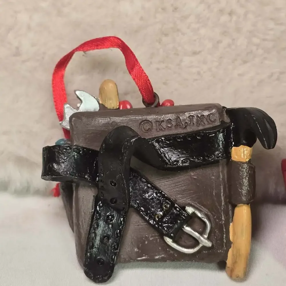 KSA Tool Box & Tool Belt Christmas Ornaments Set of 2 Resin Handyman Carpenter